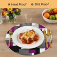 thumbnail image 4 of Modern Purple Grey Round 13 Inch Placemats Set of 6, Abstract Geometric Color Blocks HeatResistant Non Slip Place Mats for Dining Table, Wipeable Braided Kitchen Table Mats for Housewarming, 4 of 9