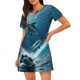 thumbnail image 1 of Fotbe Ice Blue Ocean Cute Dolphin A Bata de Dormir para Mujer con Estampado, Camisón de Algodón de Manga Corta, Ropa de Dormir Casual, 1 of 6