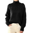 thumbnail image 2 of Pullover Sweaters for Women 2025 Long Sleeve Turtleneck Plain Cable Knit Sweater Tops Fall Winter Outfits, 2 of 5