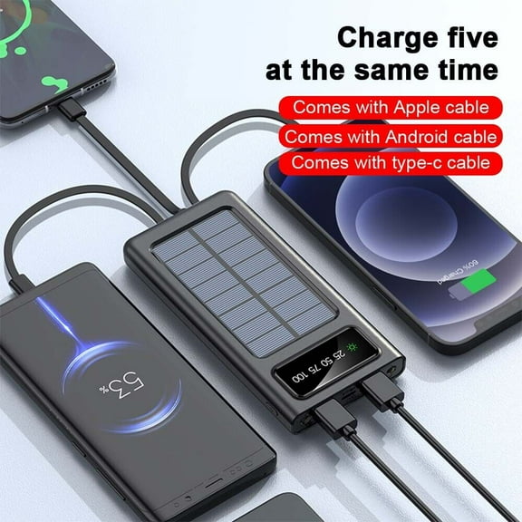 Waterproof Solar Power Bank 9000000mAh Portable External Battery Charger