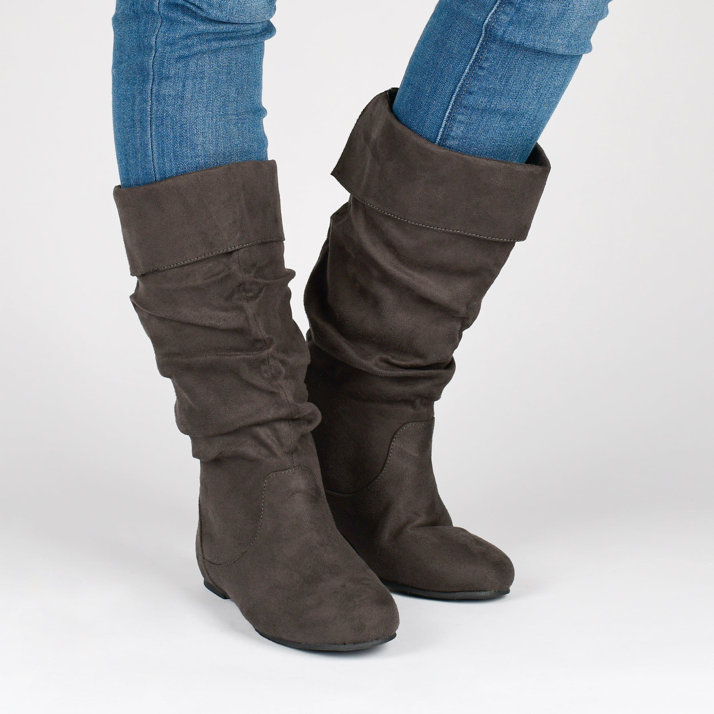 Journee Womens Shelley-3 Wide Calf Round Toe Mid Calf Boots