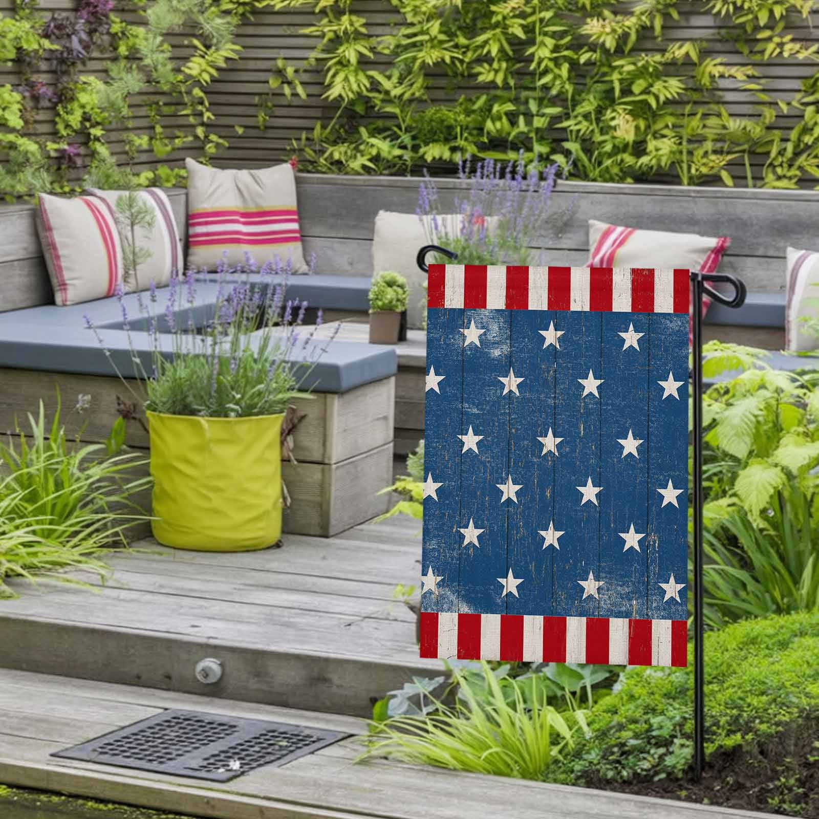 4th of July Garden Flags USA Flag Garden Flag Double Sided Welcome Flag Patriotic Stars Buffalo Independence Day Yard Flags for Outdoor Lawn Porch Memorial Day Seasonal Holiday Decor 28x40 Inch
