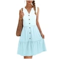 thumbnail image 7 of Lovzfmll Women's Sundress, V-Neck Sleeveless with Button, Casual Vacation Mid-Length Dress Light Blue, M, 7 of 7