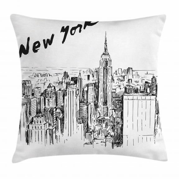 Ambesonne Polyester Pillow Cushion Cover, 18" x 18", Black/White