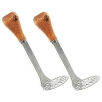 Masteelf 2pcs Wood Handle Stainless Steel Manual Potato Masher Multi-Functional Baby Food Press Squeezer For Mashed Potatoes And Vegetables