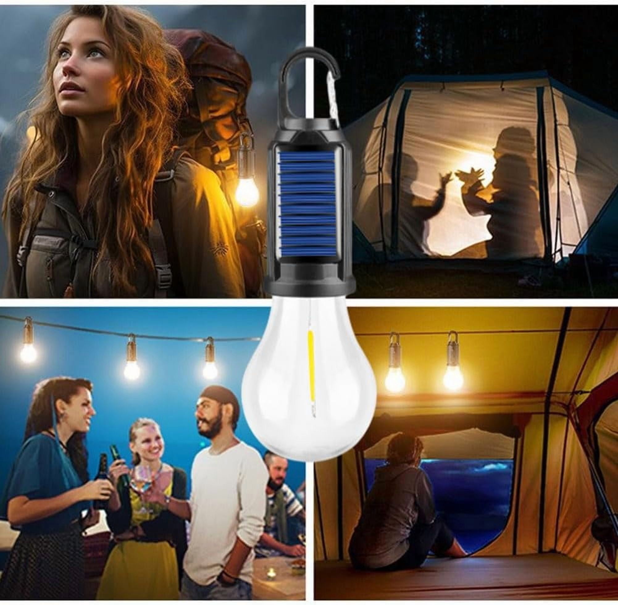 Solar LED Camping Lights, Solar Lights with 3 Lighting Modes, Rechargeable Portable Waterproof LED Camping Lantern for Camping, Hiking, Emergency