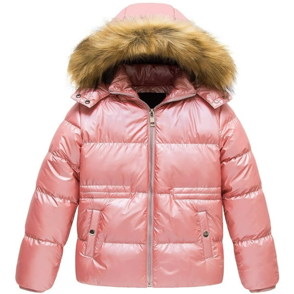 Chrisuno Girl's Coat Hooded Kids Winter Parka Outwear Warm Cotton Jacket Pink 8