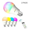 AC100-240V 9W Intelligent Wi-Fi LEDs Bulb Lamp Smartphone APP & Voice Control with E26/E27 Base RGB/White/Warm White Lighting for Home Party Restaurant Decoration 2pack
