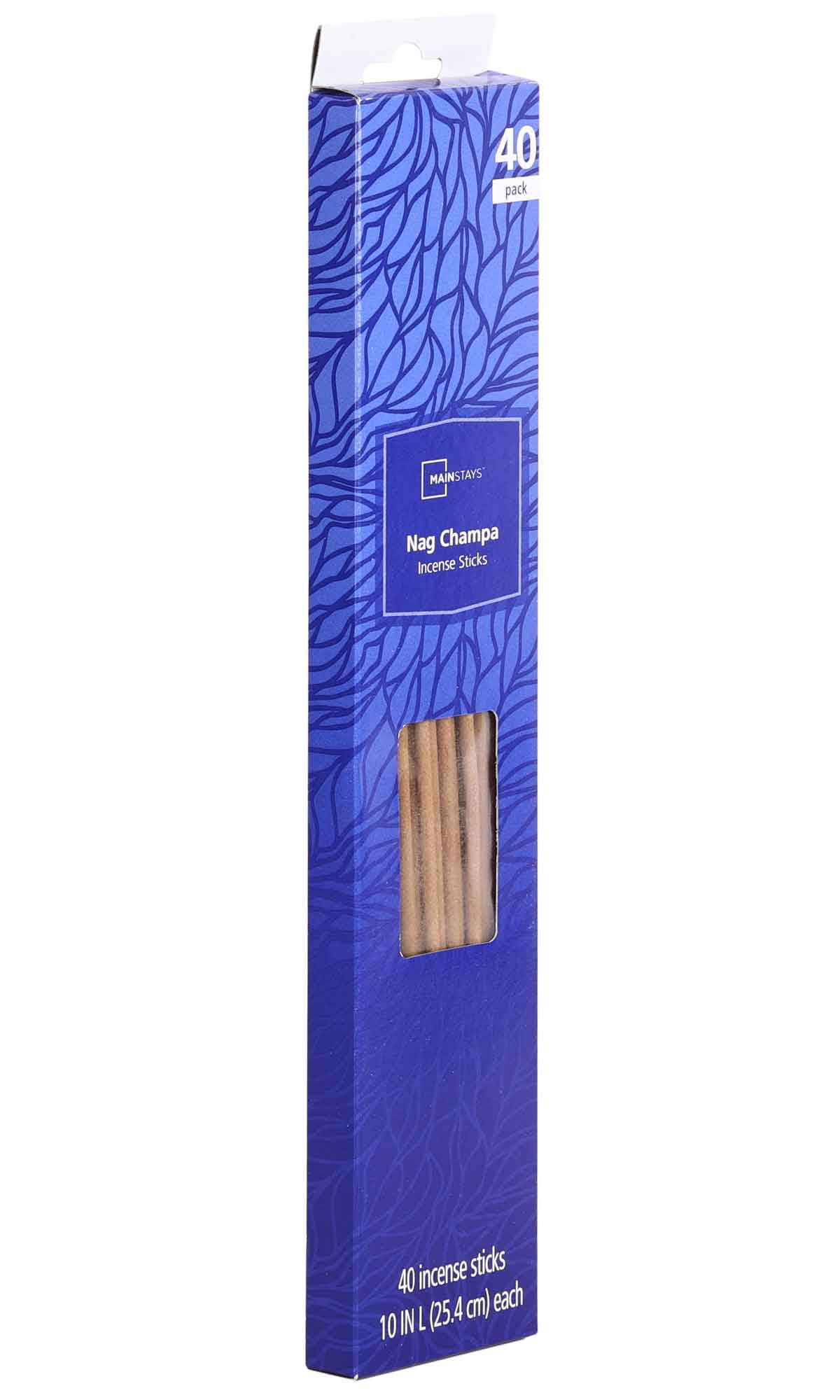Mainstays Incense Sticks, Nag Champa Fragrance (Blue), 40 Pack