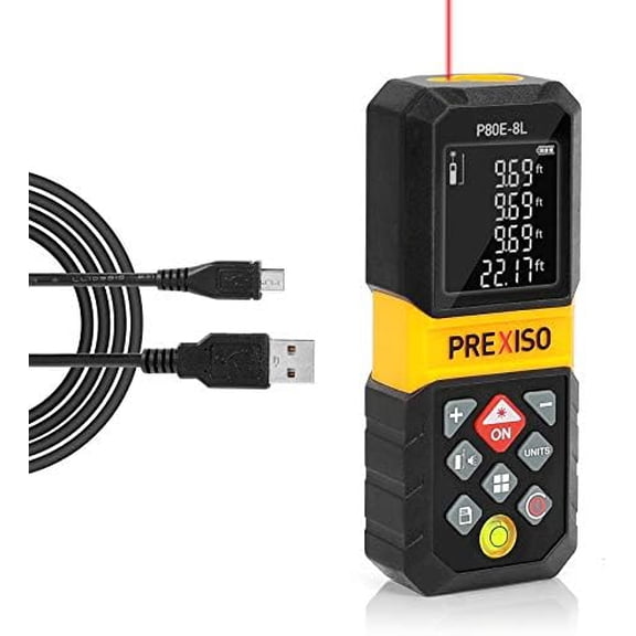 Laser Measure, 265Ft Rechargeable Laser Distance Meter with Multi-Measurement Units M/in/Ft, Backlit LCD 4 Line Display, and Pythagorean, Distance, Area, Volume Modes
