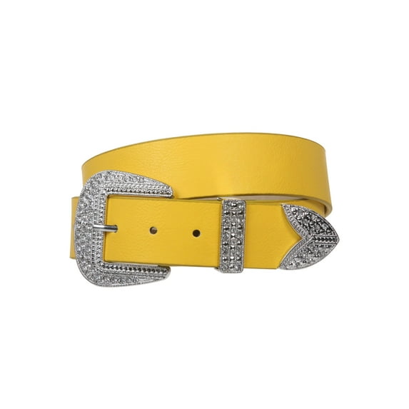 Western Rhinestone Buckle Plain Leather Belt