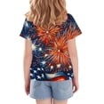 thumbnail image 4 of Amidoa Girls Short Sleeve Summer Independence Day Crewneck Graphic T Shirts Casual Kids Tops Orange Size 8, 4 of 6