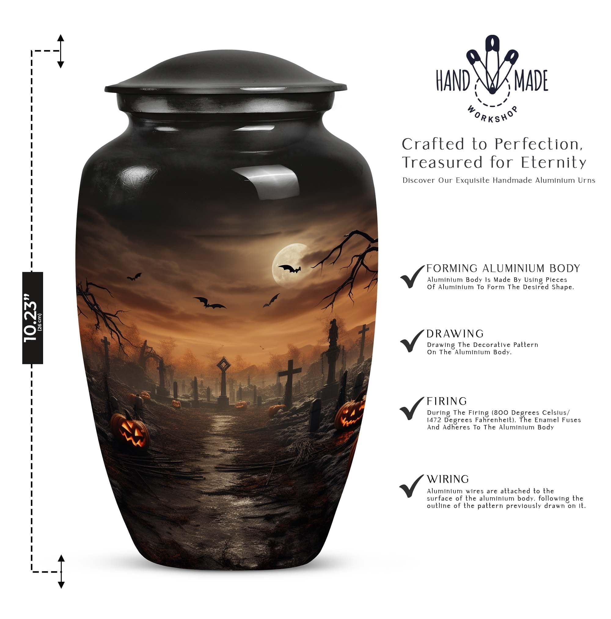 SUBSH Halloween Moonlight - Funeral Urns for Human Ashes Adult - Mosaic Urns for Human Ashes Adult - Adult Urns for Men - Cremation Urn for Ashes - Urns for Adult Female (10 inch)