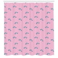 thumbnail image 3 of Cartoon Shower Curtain, Repetitive Old Style Cars in Feminine Design, Fabric Bathroom Set with Hooks, 69W X 75L Inches Long, Pink Pale Blue, by Ambesonne, 3 of 3