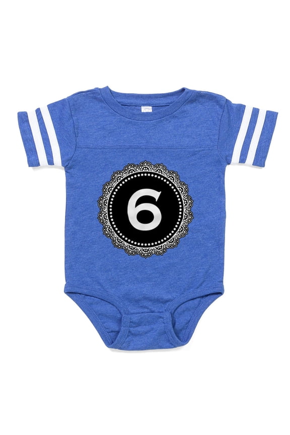 - Monogram Medallion 6 - Cute Infant Baby Football Bodysuit