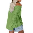 thumbnail image 2 of Wide Sleeve Boat Neck Women Loose Blouse Tops, 2 of 3