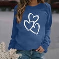 thumbnail image 2 of Valentines Shirts for Women Trendy Funny Heart Print Long Sleeve Tunic Tops Crew Neck Casual Loose Pullover Sweatshirts(Blue,S), 2 of 4