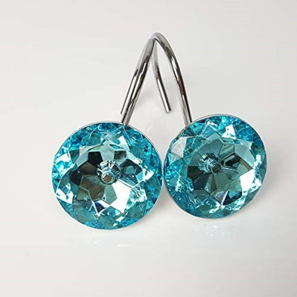 Xshelley Anneaux de Rideau de Douche en Acrylique Diamant - Gemmes de Cristal Mignonnes Strass Ensemble de 12 Pcs (Vert)