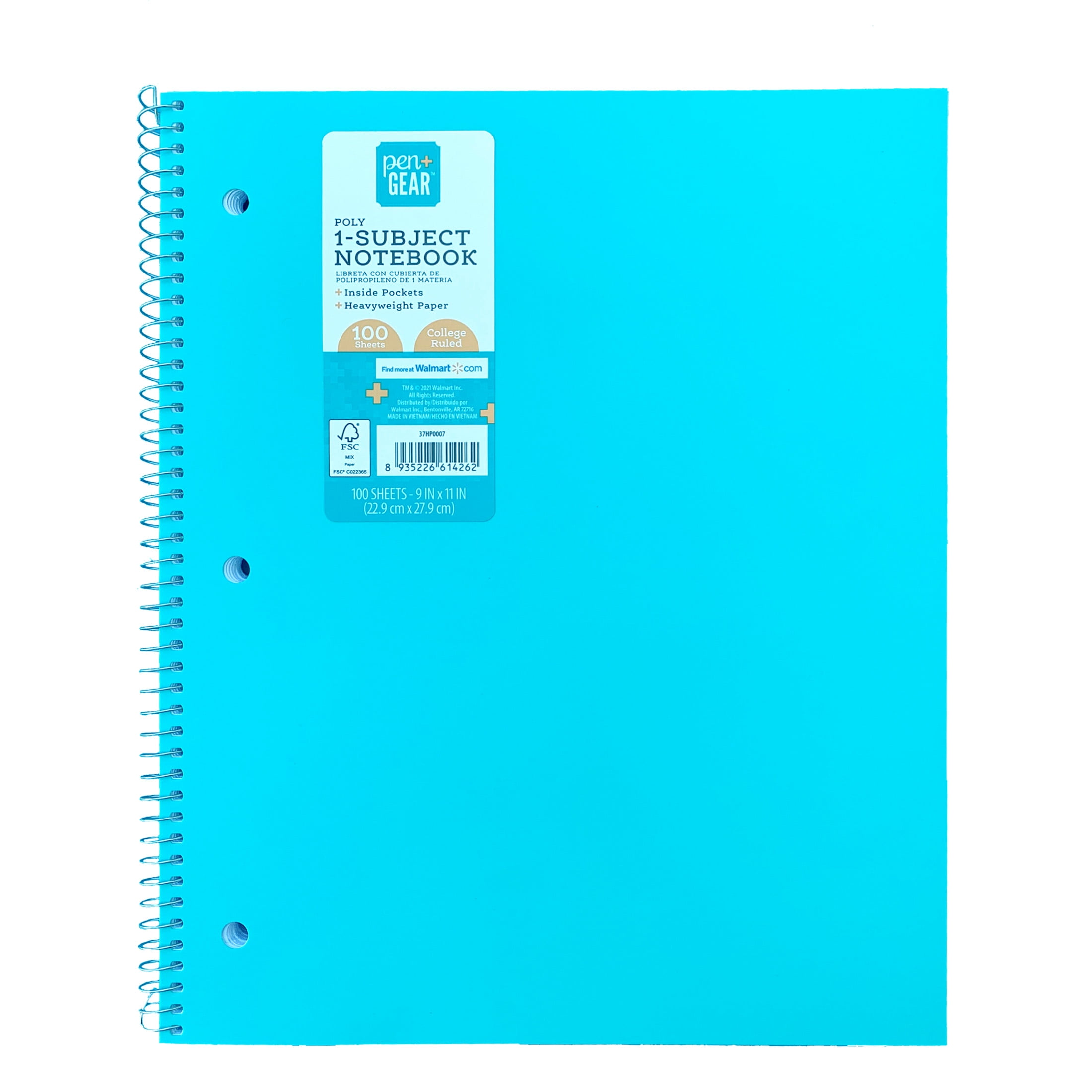 Pen+Gear Poly 1-Subject Notebook, College Ruled, 100 Heavyweight Sheets