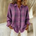thumbnail image 3 of JUUNthy Womens Cardigan Tops, Plaid Knit Lapel Collar Long Sleeve Button Down Casual Sweater Outerwear Purple XL, 3 of 13