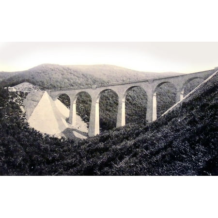 Old Postcard Bridge (Peel-n-Stick Poster of Postcard Hubertus Canyon Viaduct Old Retro Bridge Poster 24x16 Adhesive Sticker Poster)