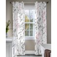 thumbnail image 4 of Pink Grey Botanical Sheer Curtains 63 Inch Length 2 Panels Set for Living Room/Bedroom, Watercolor Spring Floral Summer Leaf Kitchen Curtains Grommet Semi-Sheer Curtains Window Treatments 42"x63"x2, 4 of 7