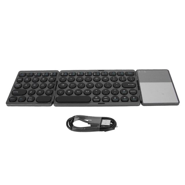Round Key Bluetooth Foldable Keyboard with Touchpad Universal 140mAh Wireless 64 Key Folding Keyboard Black