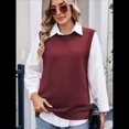 thumbnail image 4 of Suéteres de Punto para Mujer, Cuello Redondo, Lazo, Color Liso, Botones y Abertura Lateral, 2025 Vino Tinto XL, 4 of 9