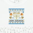 thumbnail image 4 of Inktastic Happy Hanukkah Sweater Style Design with Menorah and Dreidel Girls Baby Dress, 4 of 5