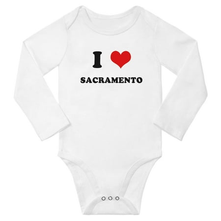 

I Heart Sacramento Love Cute Baby Long Rompers Newborn Outfits (White 3-6 Months)