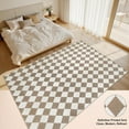 thumbnail image 2 of Washable Checke Rug x Low Pile Area Rug for Living Room Bedroom Nursery Modern Neutral Farmhouse Checkerboard Carpet Pet Kid Friendly, 2 of 9