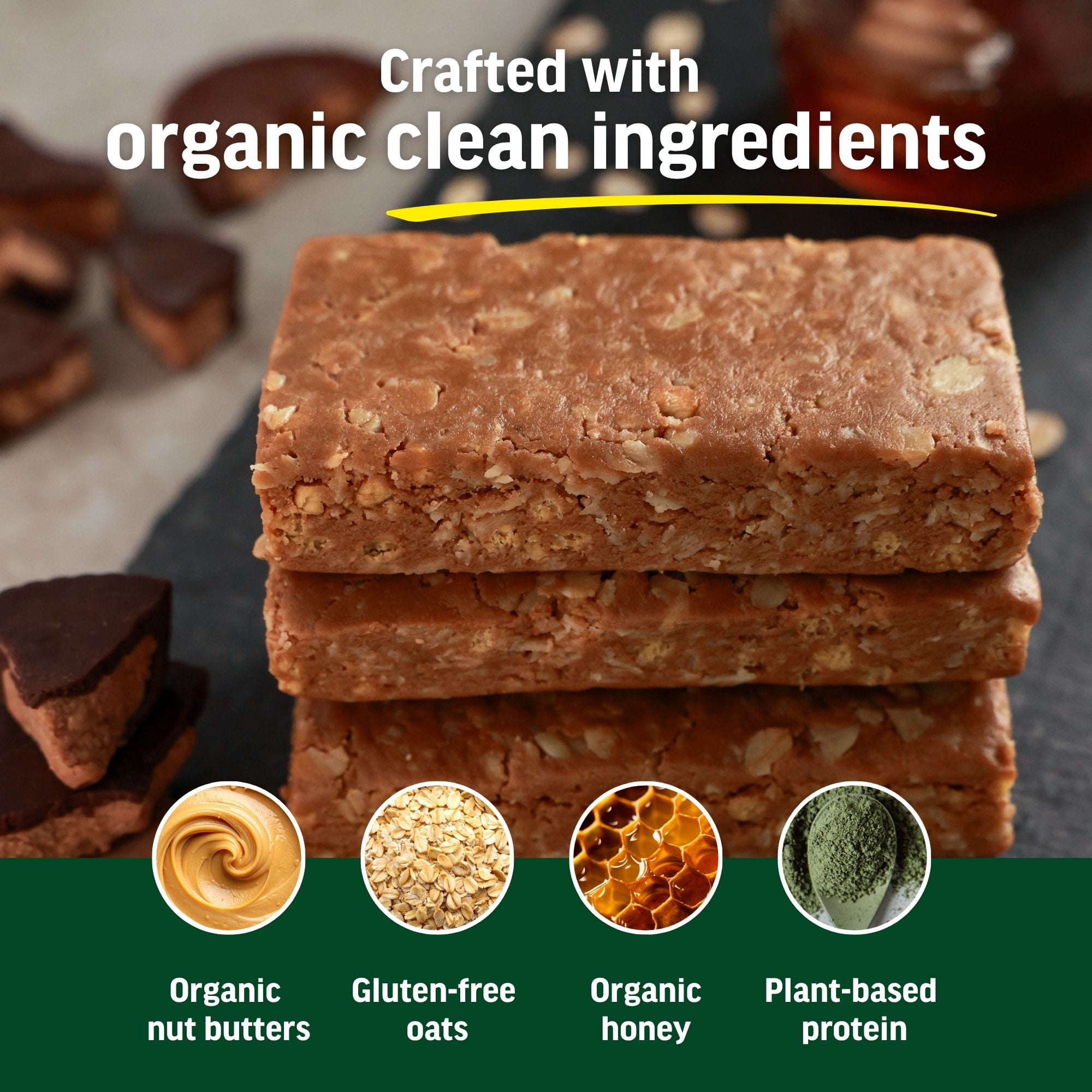 Kate’s Real Food Organic Granola Peanut Butter Cup Nut All Natural Energy Bars - Non GMO, Soy Free, Whole Grain, and Made with Gluten Free Oats - 12 count
