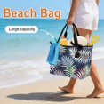 thumbnail image 3 of Navy Blue Palm Leaf Beach Bag for Women, Large Breathable Mesh Beach Tote Bag, Summer Coastal Botanical Tropical Sandproof Lightweight Travel Bags for Vacation Picnic Swimming Pool 15.7"x15.7"x9.1", 3 of 9