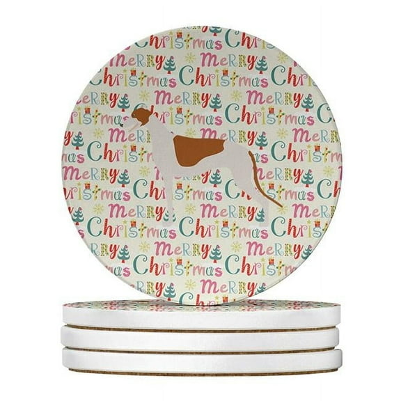 Greyhound Merry Christmas Large Sandstone Coasters Pack of 4 4 in x 4 in