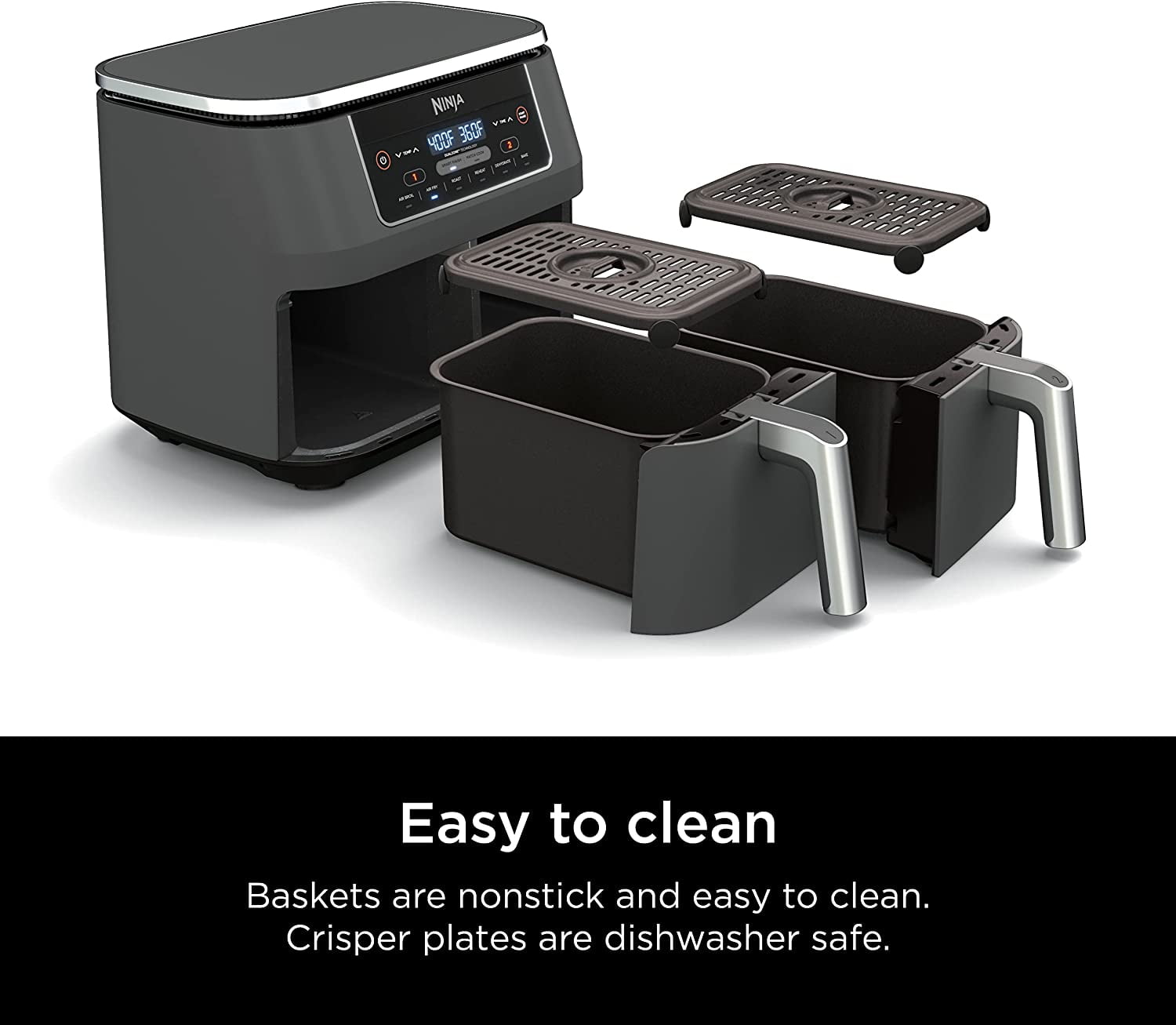  Air Fryer, 8 Quart Dual Zone Air Fryers Oilless Cooker with 2  Independent Nonstick Frying Baskets, 6-in-1 Cooking Functions Airfryer,  Black : Home & Kitchen