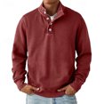 thumbnail image 6 of LTTVQM Mens Polo Long Sleeve Shirt Button Basic Solid Color Polo Shirt Classic Loose Casual Collared Shirts T-Shirt Wine L, 6 of 6