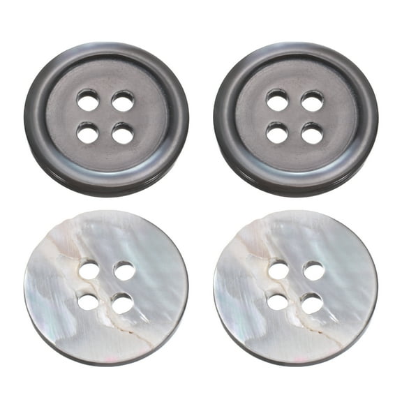 4Pcs Natural Shell Buttons,18mm 4 Holes Pearl Button,Grey