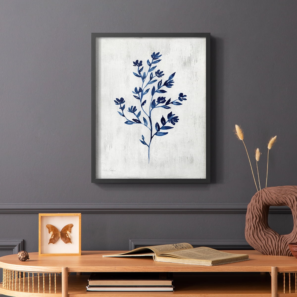 Wild Indigo II - Black Framed Wall Art Print, Solid Wood Frame, 22" x 28", Ready to Hang