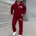 thumbnail image 2 of BOOMNY Mens Sweatsuits Letter Graphic Hoodies Sweatpants 2Pcs Gym Sweat Suits Running Jogging Fall Winter Athletic Tracksuit Outfits, 2 of 5