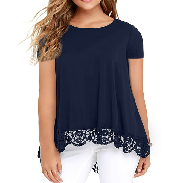 Cueply Plus Size Tops for Women Summer Casual Womens Short Sleeve Crew