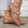 thumbnail image 4 of Dakaela Mesh Ballet Flats for Women Pointy Toe Mary Jane Ballerina Flats Shoes Women's Fishnet Flat Sandals for Dressy Summer Khaki,9, 4 of 9