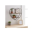 thumbnail image 3 of Heart Wall Mounted Shelf with Wood Shelves and Metal Frame for Home Decor - 2-Tier Hanging Storage Organizer for Living Room, Bedroom, Office or Entryway - Wall Shelf for Books - 20", Black & Brown, 3 of 10
