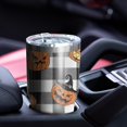 thumbnail image 4 of 30oz Checkered Halloween Pumpkin Pattern Tumblers Stainless Steel Tumbler with Lid and Straw,Vacuum Insulated Double Wall Travel Tumbler Cups Mug with Cleaning Brush for Coffee,Tea, 4 of 7