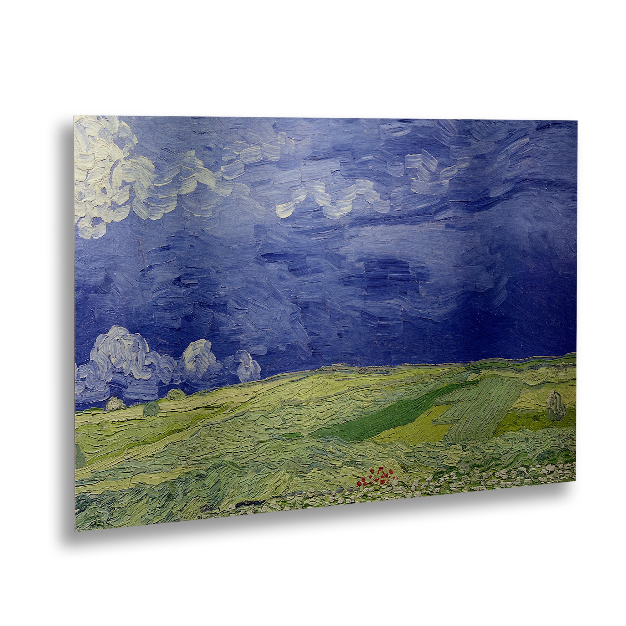 Trademark Fine Art 'Wheatfields under Thundercloud' Brushed Aluminum Wall Art Art by Vincent Van Gogh