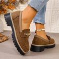 thumbnail image 4 of Rokment Womens Vintage Slip on penny Loafers Retro Suede Platform Chunky Lug Sole Oxfords Dress Shoes for Business Work Khaki Size 7, 4 of 7