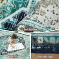 thumbnail image 3 of 6' Diameter Vintage Area Rugs, Soft Washable Distressed Thin Rugs for Living Room Bedroom, Non-Slip Foldable Indoor Carpet,Blue&Green, 3 of 6