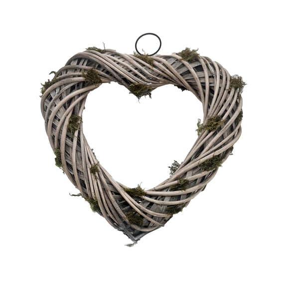 15" Willow Heart with Moss Wreath by Ashland  - Spring Floral for Crafting and Home Decor
