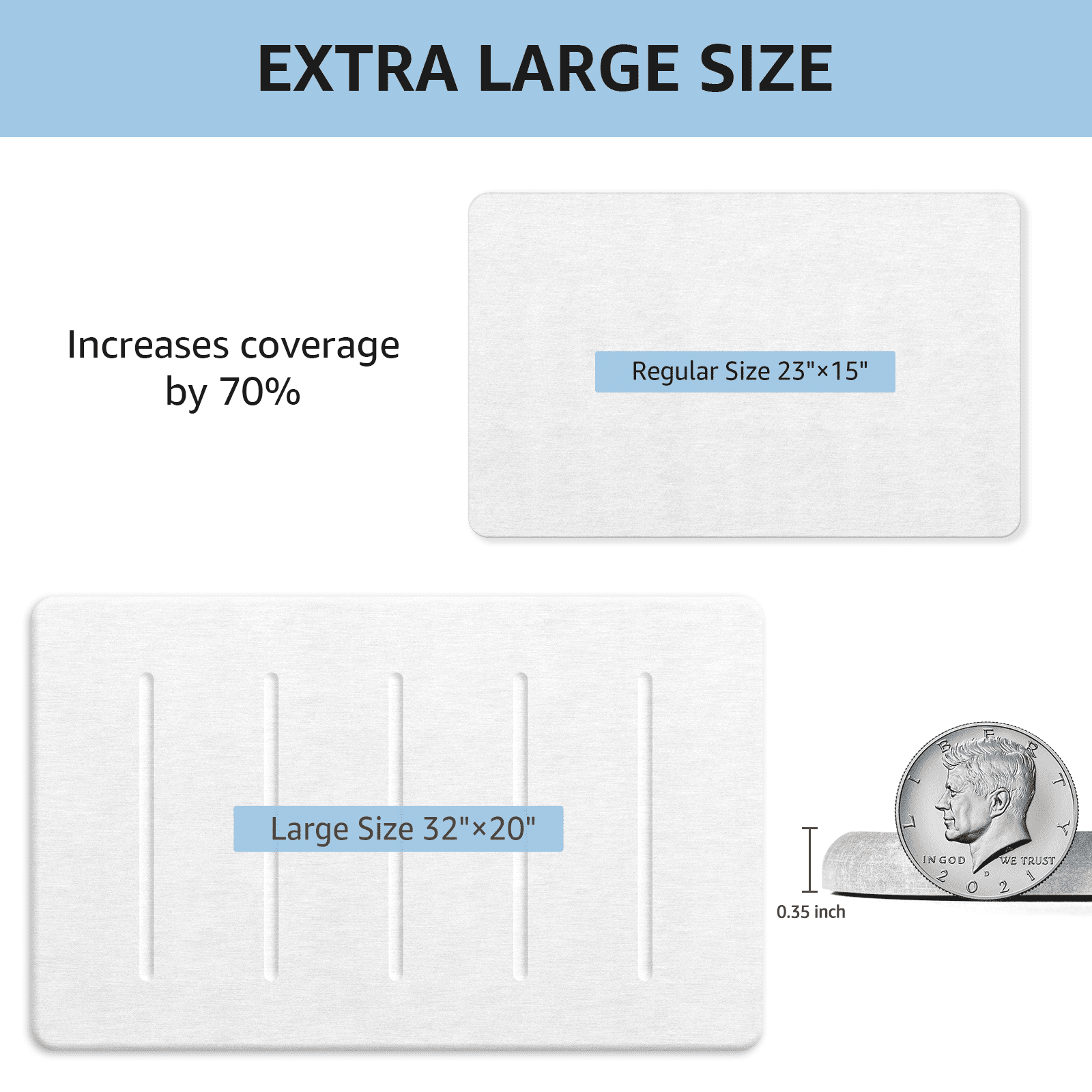 OTHWAY Stone Bath Mat Large, 32" x 20" Diatomaceous Earth for Bathroom, Super Absorbent Quick Drying Non-Slip Diatomite Shower Mat (White Grey)
