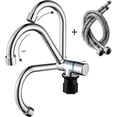 thumbnail image 3 of ABPETE Pro-Grade Fold-Down Camper Faucet,360° Swivel Brass Spout with Chrome Finish | Hot/Cold Mixer for RV Kitchens & Marine Decks (G9/16 Black Base Curve), 3 of 14