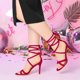 thumbnail image 2 of Sandalias de Tacón alto Stiletto Allegra K con Cordones Rosa caliente 41, 2 of 7